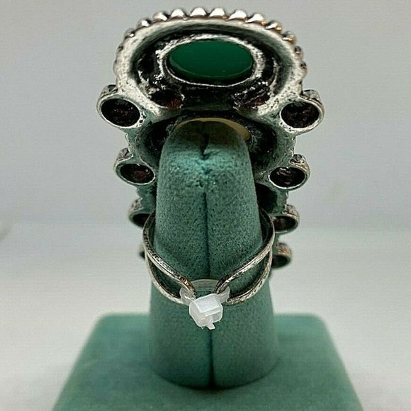 Green Turquoise White Buffalo Silver Ring adjstbl - Picture 8 of 9